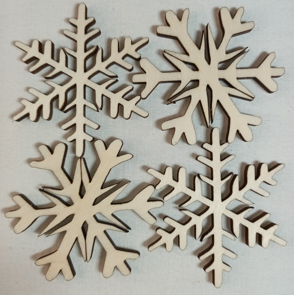10x Schneeflocke Weihnachtsdeko aus Holz