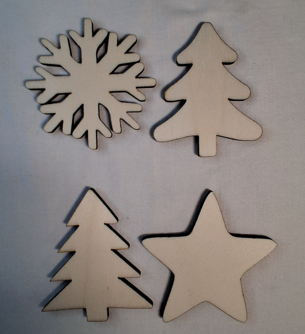 Schneeflocke, Weihnachtsbaum, Weihnachtsstern 6-8 cm - gelasert, natur – Weihnachtsdeko aus Holz