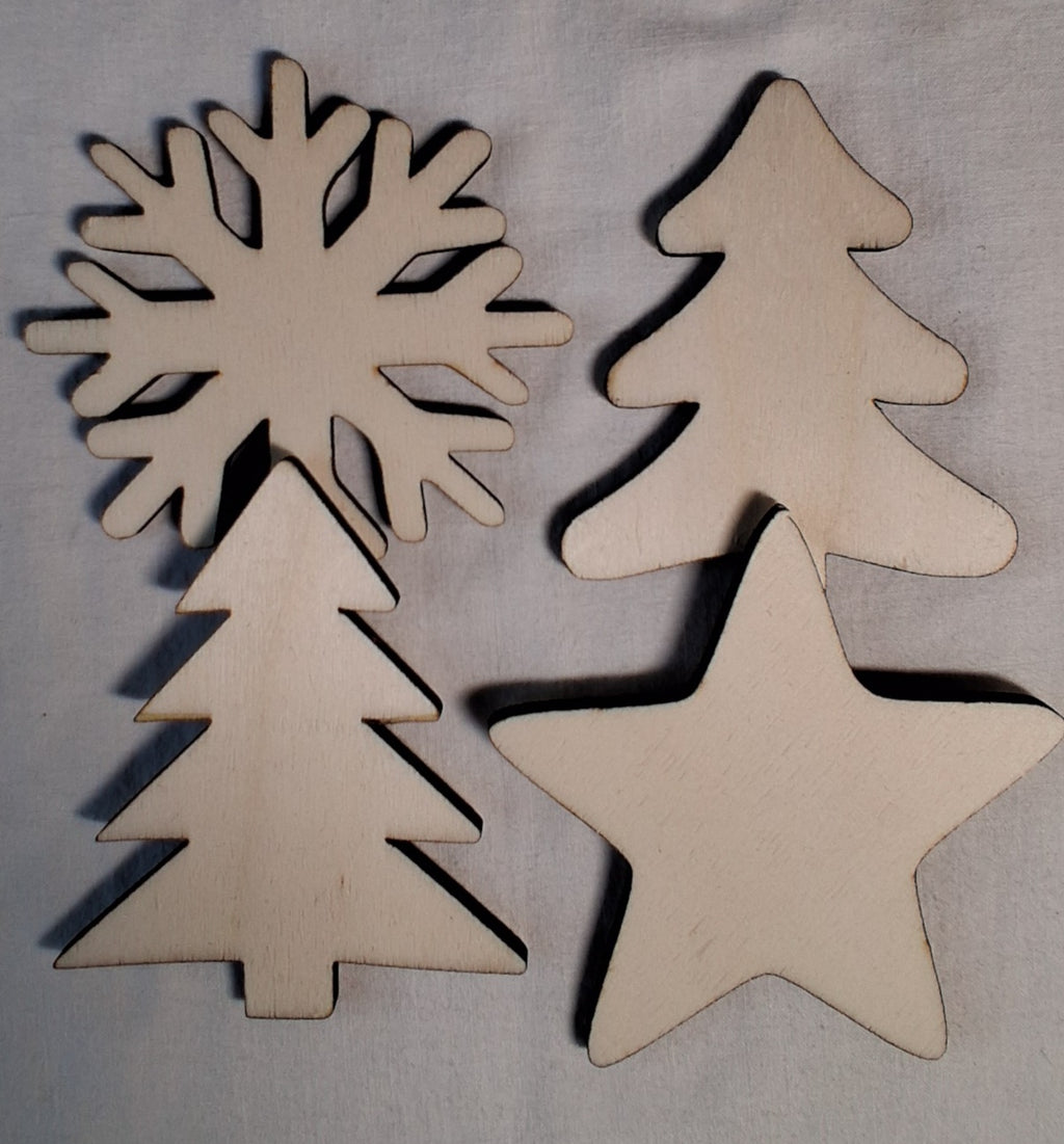 Schneeflocke, Weihnachtsbaum, Weihnachtsstern 6-8 cm - gelasert, natur – Weihnachtsdeko aus Holz