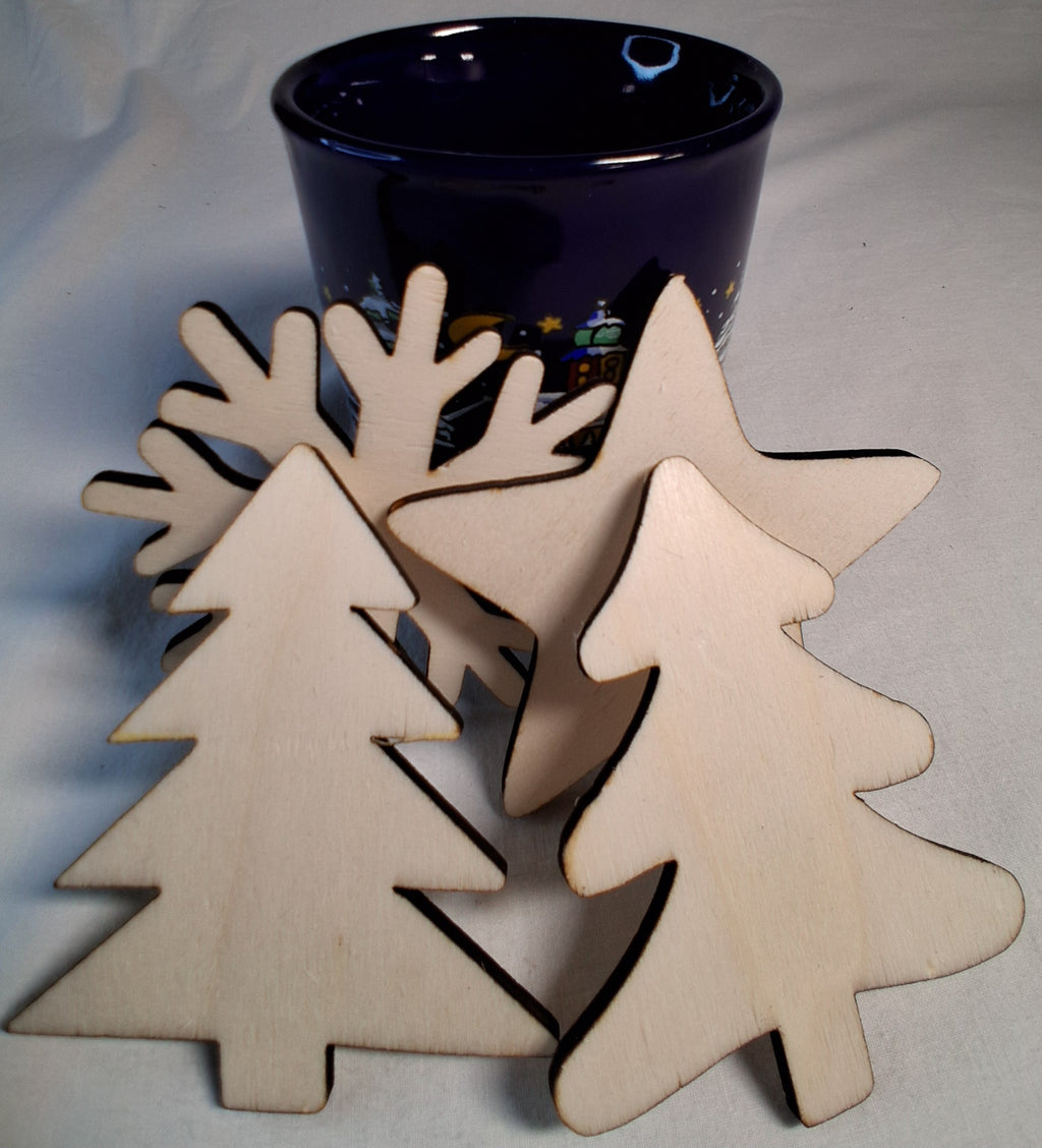 Schneeflocke, Weihnachtsbaum, Weihnachtsstern 6-8 cm - gelasert, natur – Weihnachtsdeko aus Holz