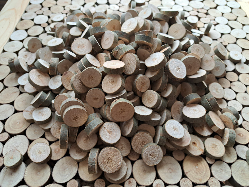 50 Holzscheiben aus Weide – handgeschnitten & naturbelassen